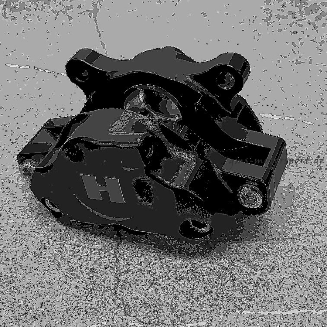 HEL PERFORMANCE 2-Kolben Bremszange Hinterrad, 64mm, Schwarz